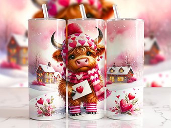 HIGHLAND COW 3 WITH SMALL ARRANGEMENT DESIGNER\'S